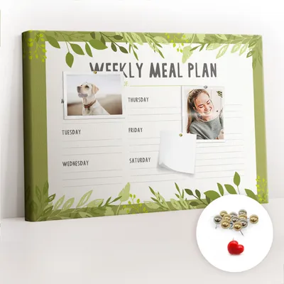 Imagen del producto de Tablero de corcho con chinchetas - Panel con chinchetas para fotografías y notas - 60x40 cm - 100 chinchetas metálicas