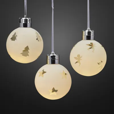 Produktbild von Glaskugeln LED beleuchtet Deko Anhänger Weihnachten Winter Fenster Batterie Set