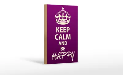 Produktbild von Holzschild Spruch 12x18cm Keep Calm and be happy
