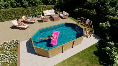 Produktbild von POOLCREW Massivholzpool L Sparset Pool