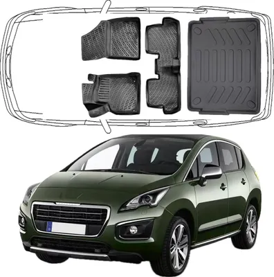 Produktbild von 3D Auto Fußmatten & Kofferraumwanne Set Kompatibel mit Peugeot 3008 1.Gen 2009-2016