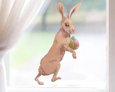 Produktbild von Fensterbild Hase Friedrich - selbstklebend und wiederverwendbar für Ostern - handgezeichnet von Kristin Franke