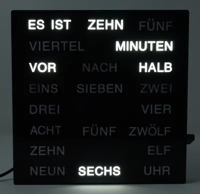 Produktbild von CBK-MS Tischuhr Wortuhr 20x20cm Uhr mit deutscher LED Wort Anzeige Wanduhr