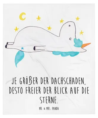 Produktbild von Mr. & Mrs. Panda Bettdecke Einhorn Sternenhimmel - Weiß - Geschenk, Decke, Verrückt, Kuscheldecke, Couchdecke, Tagesdecke, Unicorn, Einhörner, Winterdecke, Sterne