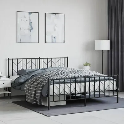 Obrázok produktu pre Maison Exclusive – kovová posteľ bez matraca s nožnou časťou, čierna, 160 x 200 cm