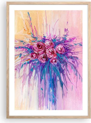 Produktbild von Gerahmtes Poster - Rahmen in heller Eiche - Blumenstrauß Blumen Rosen - 50x70 cm - Wand Bild - Wanddeko - Wandbilder - Kunstposter - Wandposter - Bilderrahmen - Bilder - Kunstdruck - P2NPA50x70-4465