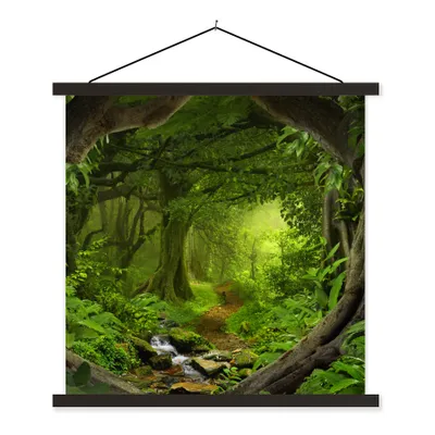 Produktbild von MuchoWow® Textilposter Dschungel - Grün - Natur - Tropisch - Pflanzen 90x90 cm mit schwarzem Rahmen - Magnetisches