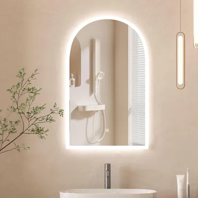 Produktbild von Radelldar LED Badezimmerspiegel Bogenform und 3 Farben Dimmbare Beleuchtung,Halbkreis