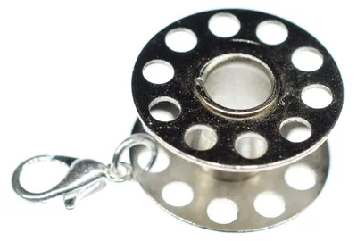 Nähmaschinenspulen-Anhänger, 20 mm, Metall, silber