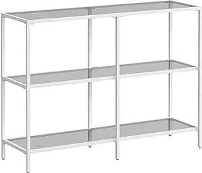 Zdjęcie produktu dla VASAGLE LGT027W01 Stolik konsola, półka, 3 półki ze szkła hartowanego, stolik do przedpokoju, 30 x 100 x 73 cm, metalowa rama, nowoczesny, do przedpokoju,