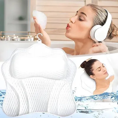 Produktbild von PolkaHome® Badewannenkissen, Nackenkissen, ergonomisches Design, atmungsaktives Material, Unterstützung und Komfort