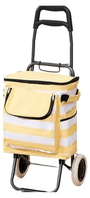 Produktbild von Leichter Einkaufswagen mit Kühlfach – faltbar, tragbar, als Handwagen für Einkäufe, Camping und Outdoor,Yellow