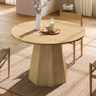 Produktbild von Esstisch Skandinavisch-minimalistischer Stil Esszimmertisch Küchentisch für 4-6 Personen 120 x 120 cm Eichenfarbe