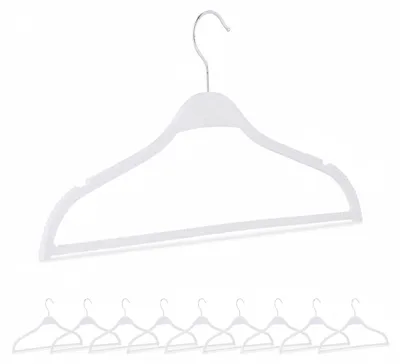 Image de Cinq cintres Relaxdays, lot de 10, paille de blé, plastique, durables, peu encombrants, barre pour pantalons, rainures, blancs