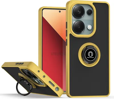 Produktbild von Hülle für Xiaomi Redmi Note 13 Pro 4G Ring Halter Ständer Matte Transluzent TPU Bumper Stoßfest Schutzhülle Gelb