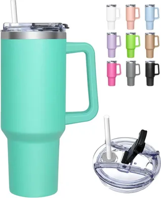 Produktbild von Thermobecher 1180ML Kaffeebecher to go Trinkbecher Strohhalm Edelstahl Isolierbecher