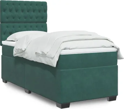 Produktbild von Hochwertig Boxspringbett mit Matratze Dunkelgrün 80x200 cm Samt 3290771