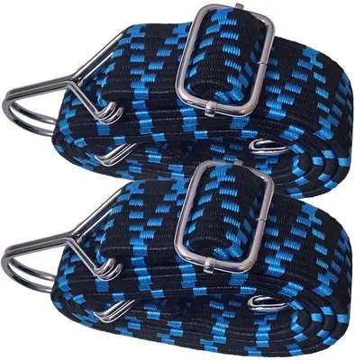 Productafbeelding van Ibenzoa® 2-delige set elastische spanbanden, 100 cm lang, met stevige haken – universeel bruikbaar voor kamperen, fietsen en transport