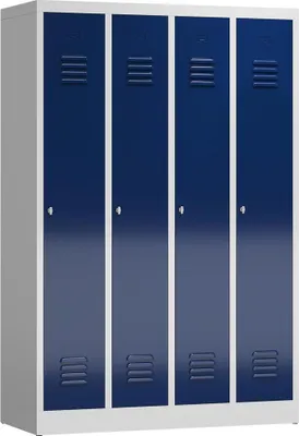 Produktbild von Spind Kleiderschrank Garderobenschrank 4 Abteile 1800 x 1185 x 500 mm lichtgrau/enzianblau X-510141
