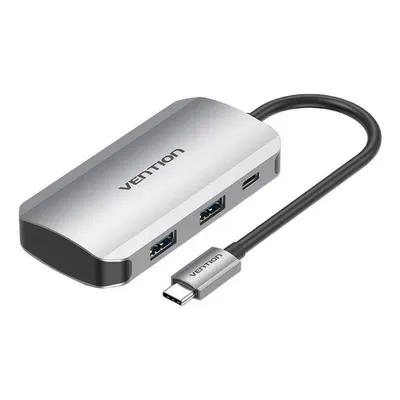 Produktbild von Vention TNBHB, USB Typ-C, USB 3.2 Gen 1 (3.1 Gen 1) Type-A, 5000 Mbit/s, Grau, Aluminium, 100 W