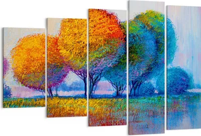 Produktbild von Bild auf Leinwand - Leinwandbild - Bäume Wiese Sommer - 150x100cm - Wand Bild - Wanddeko - Leinwanddruck - Bilder - Kunstdruck - Wanddekoration - Leinwand bilder - Wandkunst - EG150x100-4094