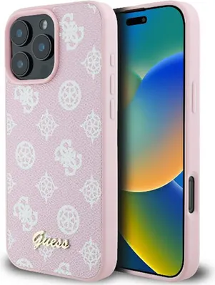 Image de Étui Magsafe Guess Peony Script Logo pour Iphone 16 Pro - Rose