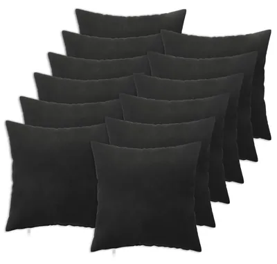Image de vidaXL, housses de coussin, 12 pièces, HEERLEN, noir, 40 x 40 cm, velours