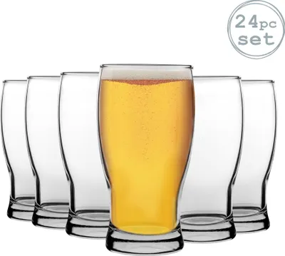 Produktbild von LAV 24 Stück Belek Tulip Pint Bier-Glas-Set - Große klassische Art-Birnen-Form-Craft Beer Ale Glasses - Clear - 580ml