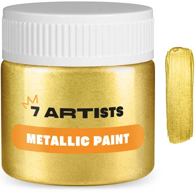 Produktbild von 7 Artists Acrylfarbe Gold Metallic 50 ml | Acrylfarbe Metallic - Metallic Acrylfarben für Leinwand , Papier, Steine , Holz usw.