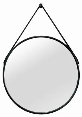 Produktbild von Runder Hängespiegel an einer Stange, Loft-Stil, 60 cm, schwarz, BD Art