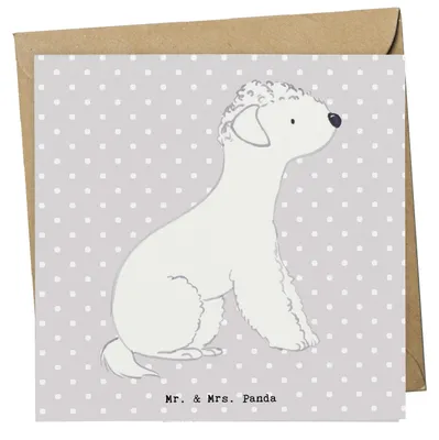 Produktbild von Mr. & Mrs. Panda Glückwunschkarte Bedlington Terrier Moment - Grau Pastell - Geschenk, doppelkarte, Grußkarte, anlasskarte, Klappkarte, faltkarte
