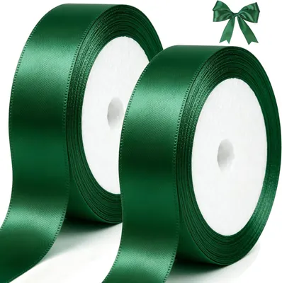 Imagen del producto de Cinta de satén verde, de 20 mm de ancho y 44 metros de largo, para embalaje de regalos