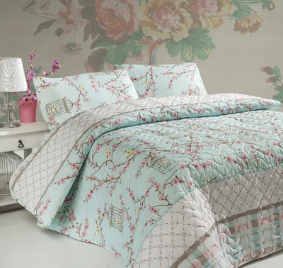 Produktbild von L'Essentiel Linge de Maison, Begonvilla- EPJ6927, Türkis, Bettdecken, 65% Baumwolle / 35% Polyester (Abdeckung) /