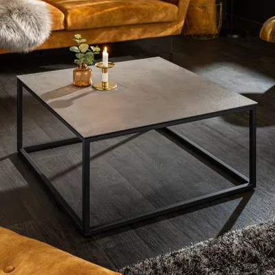 Produktbild von Design Couchtisch SYMBIOSE 75cm grau Keramik in Beton-Optik
