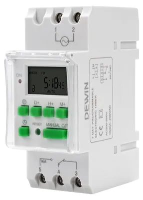 Produktbild von DEWIN Digitale Zeitschaltuhr Hutschiene, Digitaler Zeitschalter Wöchentlich Programmierbarer Elektronischer Timer mit Reset AC 230V – Größe 16A AC230V