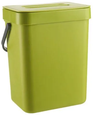 Zdjęcie produktu dla Wiszący pojemnik na śmieci – pojemnik kuchenny z pokrywką – do kuchni, samochodu, łazienki, biura, sypialni – zielony – 3 l