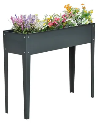 Produktbild von Hochbeet Kräuterbeet Pflanzkasten mit Füßen und 3 Abflusslöchern 100 x 30 x 80 cm aus Metall für Garten und Balkon