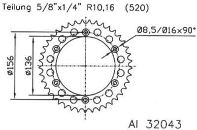Obrázek produktu pro ESJOT Kettenrad "32043"520