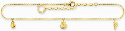 Produktbild von THOMAS SABO Fußkette "Muscheln" Silber vergoldet AK0037-413-