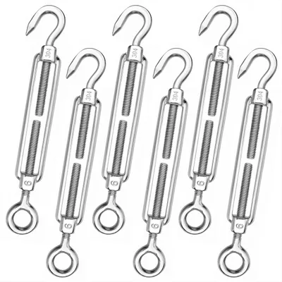 Produktbild von Seilspanner aus Edelstahl M6, verstellbarer Haken und Öse, 6 Stück