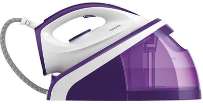 A Philips steam iron station is shown from the side against a white background.