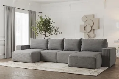 Produktbild von Wohnlandschaft U-Form Sofa ESTELLE in Stoff Poso Grau