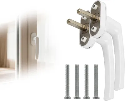 Produktbild von Fenstergriff Aluminium 2 Stück, Kindersicherung, Schlüsseloses Fensterschloss, 35 mm, Weiße Fenstergriffe
