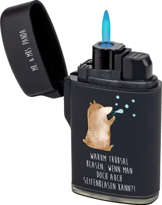 Produktbild von Mr. & Mrs. Panda sturmfeuerzeug Bär Seifenblasen - Schwarz - Geschenk, Gasfeuerzeug, Feuerzeuge, Teddy, gas anzünder, Feuerzeug, zigarettenanzünder