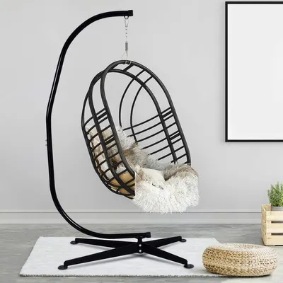 Produktbild von GOPLUS C-Form Hängestuhlgestell bis zu 150 kg, 111x79x205cm Hängesesselgestell , freistehend Hängesesselständer Metallgestell (Ohne Hängematte)