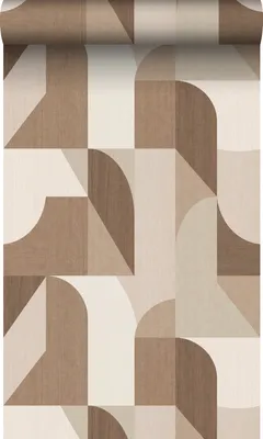 Produktbild von Origin Wallcoverings Tapete Kreise im Bauhaus-Stil Braun und Beige 50 x 900 cm