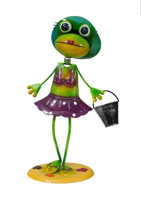 Produktbild von Deko Frosch Frau Metall Garten Tier Figur Skulptur Lurch Gecko Kröte Objekt
