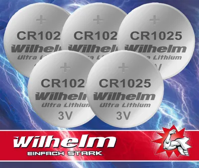 Produktbild von 5 x CR1025 WILHELM Lithium Knopfzelle 3V 32 mAh ø10 x 2,5 mm Batterie DL1025