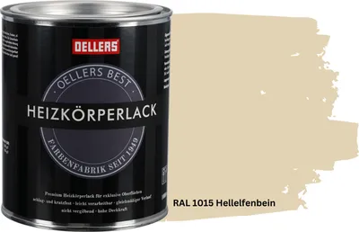 Produktbild von OELLERS Premium Heizkörperlack 1L – RAL 1015 Hellelfenbein | Heizkörperfarbe & Heizungsfarbe | Hochdeckender Heizungslack | Hitzebeständig & langlebig