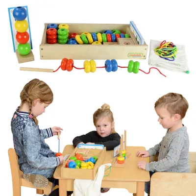 Obrázek produktu pro MASTERKIDZ Velká dřevěná navlékačka Šňůrka K